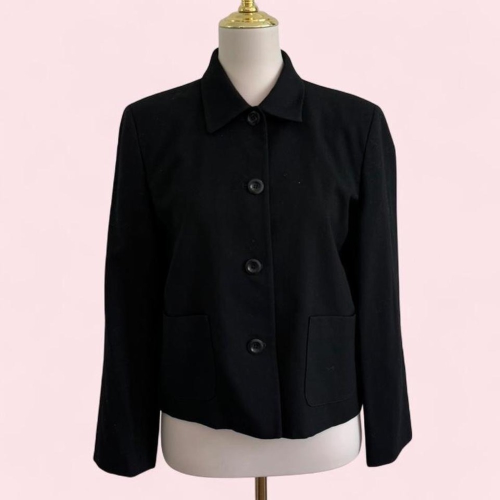Talbots 100%‎ Wool Black Cropped Jacket — Size 10